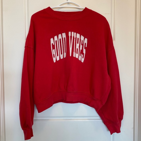 Old Navy Good Vibes Red Sweatshirt - Picture 5 of 9